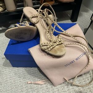 Stuart Weitzman Beige Studded Sandals